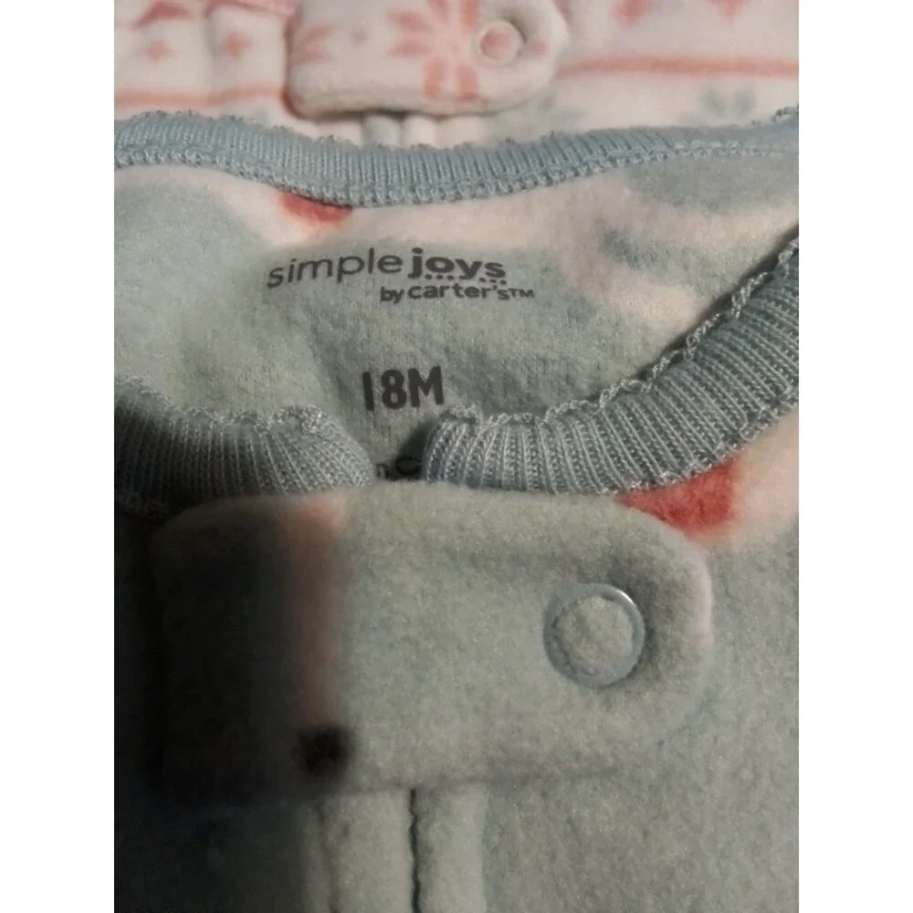 Simple Joys by Carters Baby Girl 18M Fleece Footed Pajamas Unicorn Fair Isle 2pk